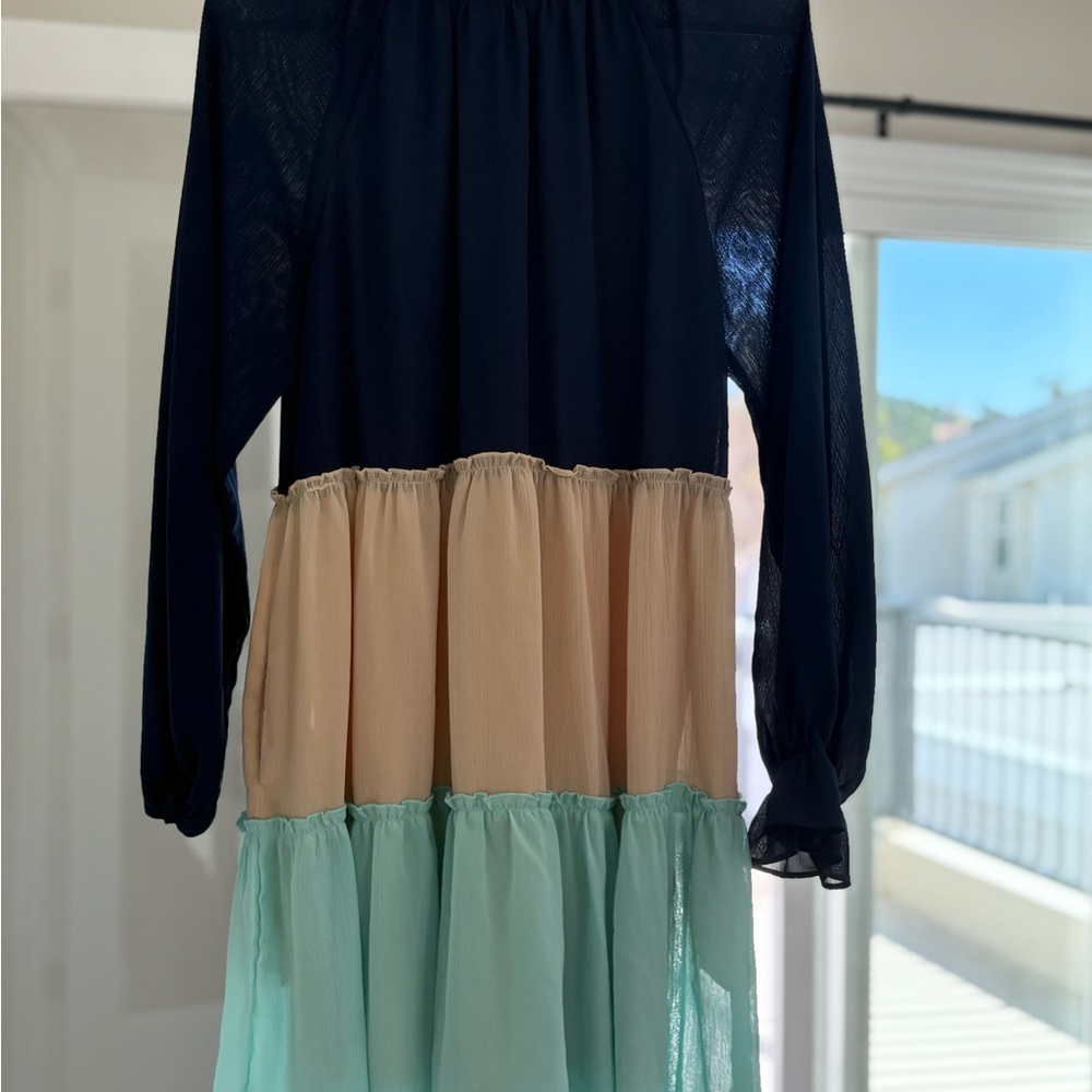 Colorblock Long Sleeve Dress